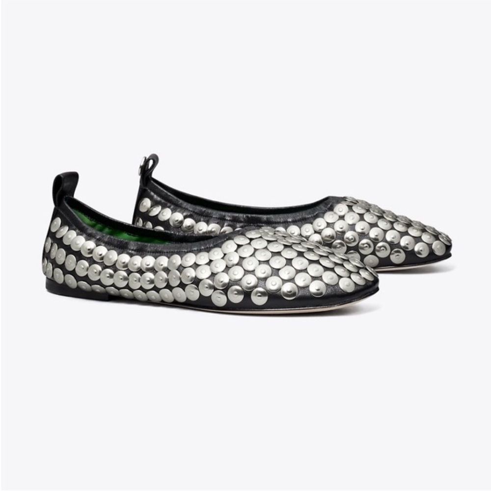 Like New TORY BURCH Studded Ballet In Perfect Black 6.5 $498 - Picture 2 of 12